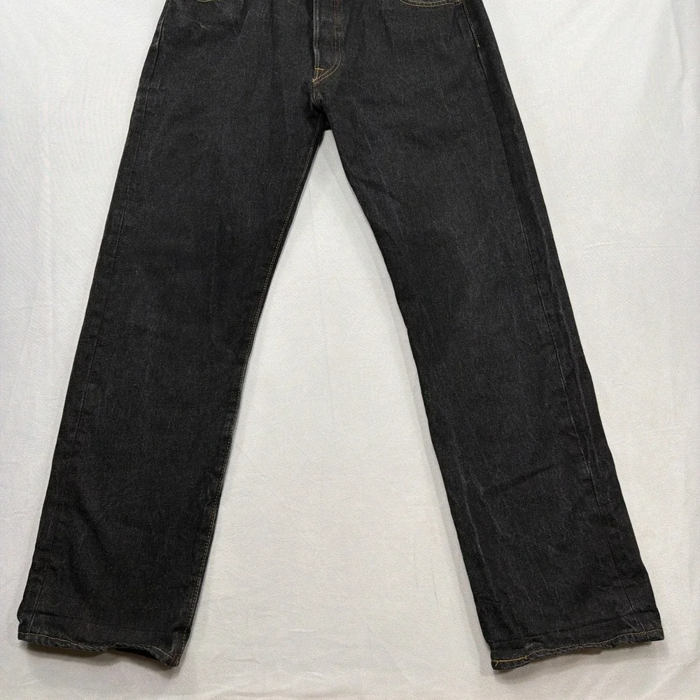 Levi's Jeans 501 Original Fit Button Fly Dark Wash Black Mens 34x32